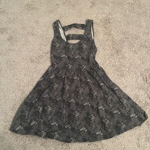 Hot Topic Gray Floral Mini Dress